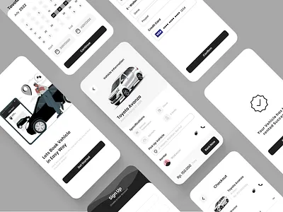 Ez - Rent App app black branding bwa car carrent design illustration rent rental rentalapp rentapp typography ui uidesign white