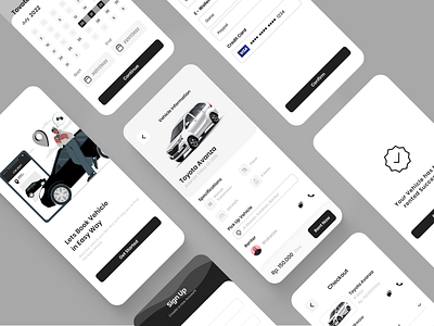 Ez - Rent App app black branding bwa car carrent design illustration rent rental rentalapp rentapp typography ui uidesign white