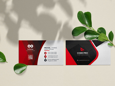 Red minimal business card design branding business card design design graphic design graphics design illustration visiting card design