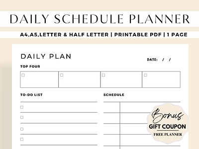 Printable Minimal Daily Schedule Planner branding daily planners daily planners printable daily printable planners daily schedule daily to do list eco friendly planners planners planners daily printable daily planner printable planners printables ui