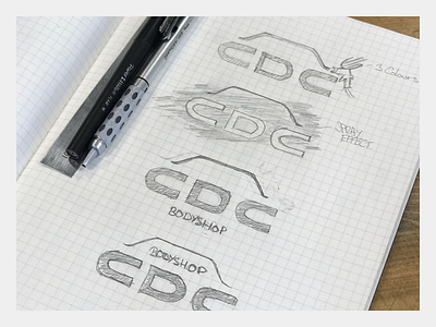 CDC Bodyshop Logo Sketch bodyshop car cdc design drawing logo moleskine paintshop pencil sketch sketchbook