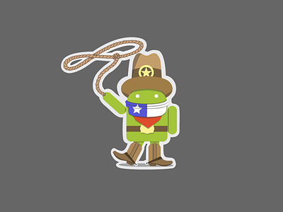 Texan Android Sticker android bandana bugdroid country cowboy boots cowboy hat lasso texan texas western