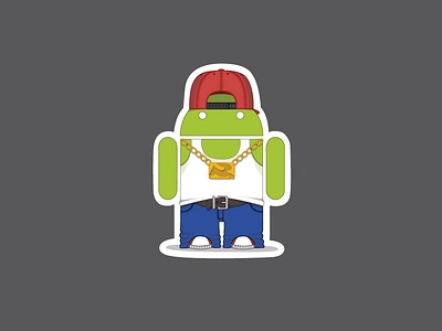 Gangster Android Sticker android baggy pants bugdroid chain gangsta gangster hare jackrabbit rabbit thug