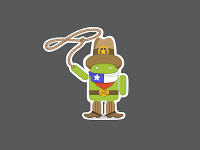 Texan Android Sticker android bandana bugdroid cowboy boots cowboy hat jackrabbit lasso rabbit texan texas texas flag western