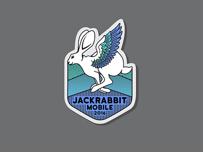 Flying Jackrabbit Badge Sticker badge bunny emblem flying halftone hare jackrabbit rabbit sticker wings