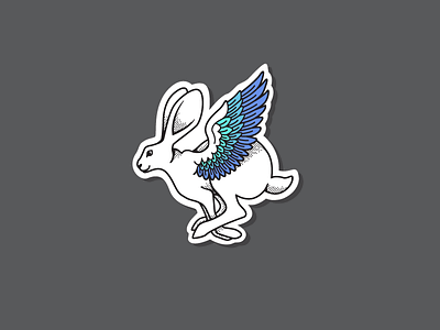 Flying Jackrabbit Sticker bunny flying halftone hare jackrabbit rabbit sticker wings