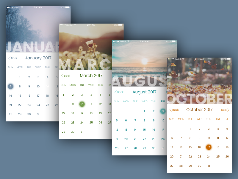 Daily UI Challenge: Calendar by Emily DeVoll on Dribbble