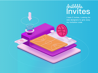 Invite the new dribbble draft dribbble giveaway invitation invite isometric