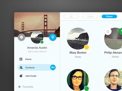 Skype - UI Concept app design concept design skype tobia crivellari ui ui design