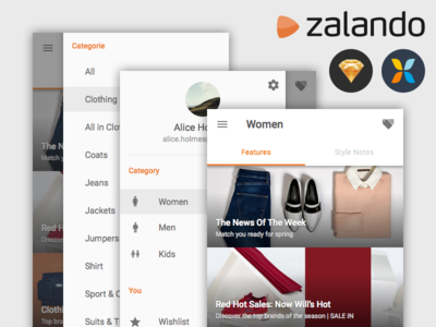Zalando Material Design UI - Sketch Freebie