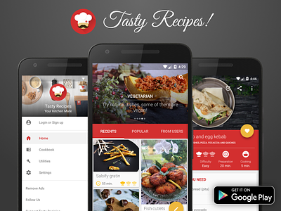 Tasty Recipes! - Android App android design food google play material design recipes tasty tobia crivellari ui design