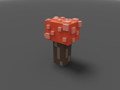 Simple Cube Mushroom 3d design illustration mushroom objects plant sandbox voxel
