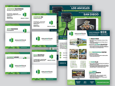 WALKINTOUR Marketing Collateral 3d branding and identity business branding business card fliers illustration indesign logo marketing collateral matterport photograhy real estate real estate photography typography