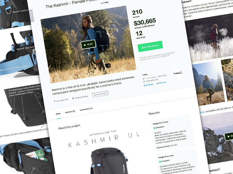 Designing on Kickstarter camera bag kickstarter fund crowd funding pack f-stop female photography photo backpack camera pack