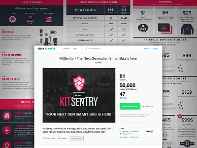 KitSentry Kickstarter aperture branding camera crowdfunding gear infographic kickstarter kit photography pink sentry