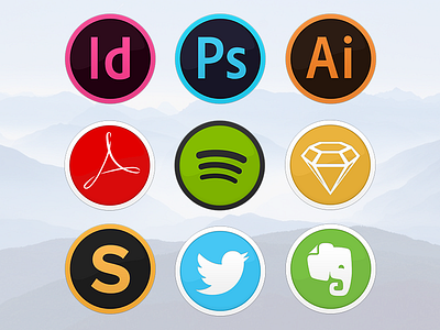 Mac Dock Icon Set adobe desktop evernote icon illustrator mac osx photoshop spotify sublime twitter