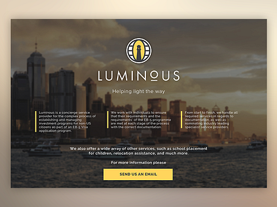 Luminous Splash Page immigration landing landing page light logo splash splash page web yellow