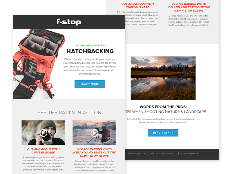 f-stop eblast flat e-mail product camera e subscription network campaign email newsletter eblast