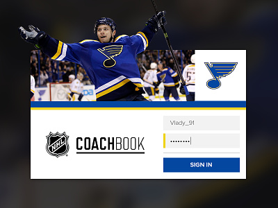 Daily UI #001 - NHL CoachBook blues card hockey nhl password sign in sign up st. louis stl tarasenko username