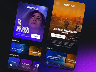 HBO Max - Movies, streaming, redesigned app apple browse catelog dark film hbo hbo max ios ios app ios15 movies netflix purple shows streaming tv ui ux youtube