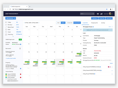 Debt Management admin bank calendar data debt design management management tool policy tabs typography ui ux vector web website