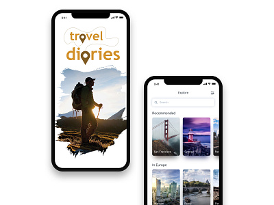 Travel Diaries app dailyui design diaries digital illustration iphone logo travel typography ui user interface ux