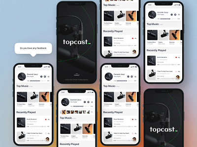 TOPCAST animation app branding collaboration graphic design interface logo mic music podcast ui uidesign ux uxdesign vector