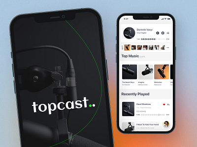 TOPCAST animation app branding collaboration design graphic design illustration logo mic music podcast ui uidesign ux uxdesign vector