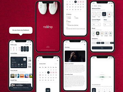Red Drop animation app blood branding design flow graphic design illustration logo mood pain period sleep ui ux vector weight