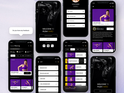 Push Hard animation app branding design graphic design gym hard illustration logo puch hard ui ux vector workout