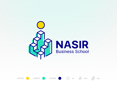 NASIR logo branding chair education logo school stair sun