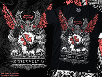 T-shirt design for "Varstone" brand apparel art dark deus vult gig poster graphic design graphic desiner illustration knight merch merchandise screenprinting skull streetwear t shirt t shirt vector vector art vector artwork vector illustration