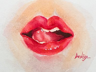 Watercolor practice mouth art illustration