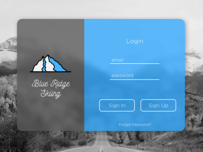 DailyUI #001 blue daily dailyui design ridge signup skiing ui