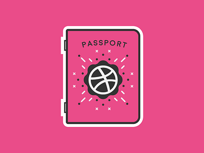 Dribbble Passport community cute discovery dribbble flat illustration line passport playoff sticker stickermule thick