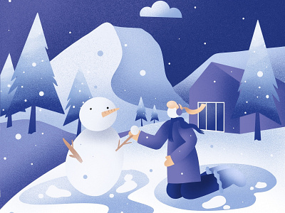 Snowy day blue finland illustration snow snowman win winter