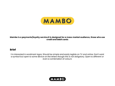 MAMBO Logo Payments/Loyalty Service Company design graphic design logo logo design