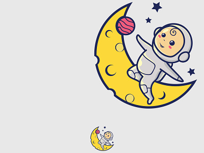 Baby Astronaut branding design graphic design illustration line art logo logo design vector