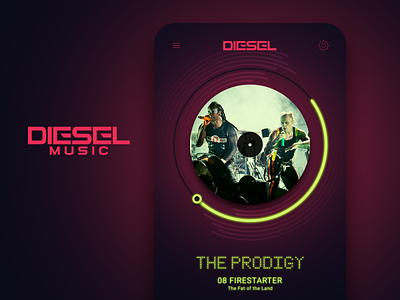 Diesel Music App - Screen 01 3d animation branding design flat graphics interaction interface logo mobile music app music art music player photoshop prodigy sketch ui ux vector web