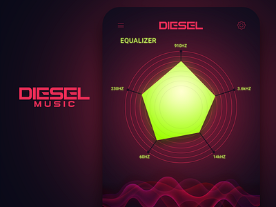 Diesel Music App - Screen 02 3d chart design equalizer flat graphics interface logo mobile music app music art music player polar area chart prodigy sketch soundwave ui ux vector web