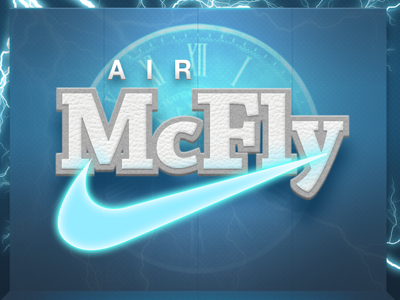 Nike - Air McFly Logo air bevel blue felt leather lighting marty mcfly nike puffy shoes swoosh white