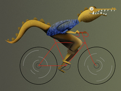 Gator Bike aligator animal bicycle bike florida illustration photoshop texture