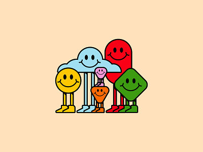 Friends color firendly friends happy illustration shapes smile smiley face
