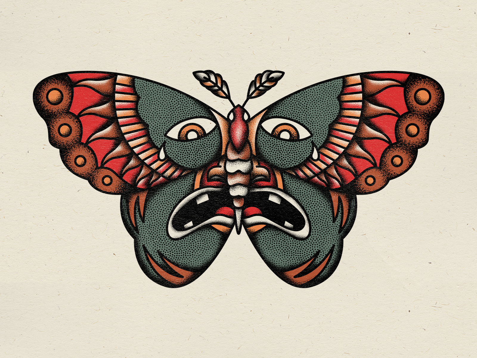 Moth tattoo traditional Royalty Free Vector Image