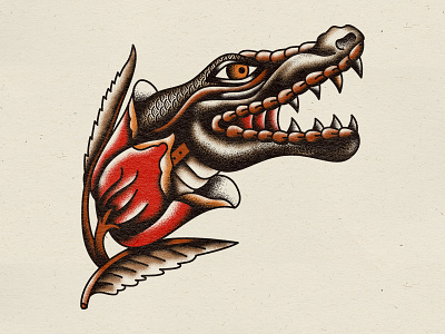 Gator florida flower gator illustration rose swamp tattoo texture traditional