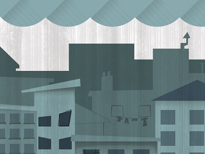 Rainy Day WIP blue city illustration rain skyline wip