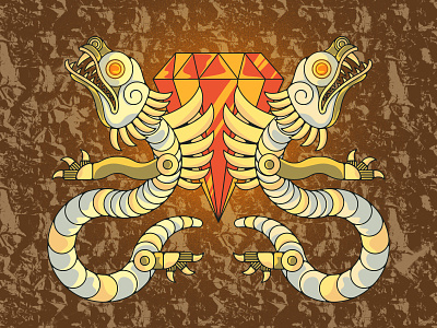Totem 02 aztec cursed dragon gold idol illustration jewel ruby serpent statue texture totem