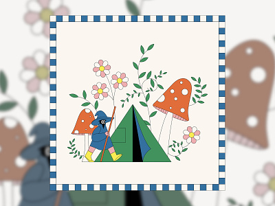 Little Camper camping fantasy flowers hiking illustration leaves magic mushroom nature outside plants tent wizard woods