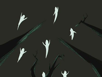 Ghosts WIP ghosts halloween illustration spooky trees woods