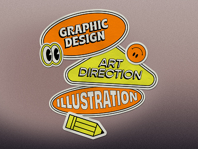 Stickers bright color design illustration orange photoshop texture yellow